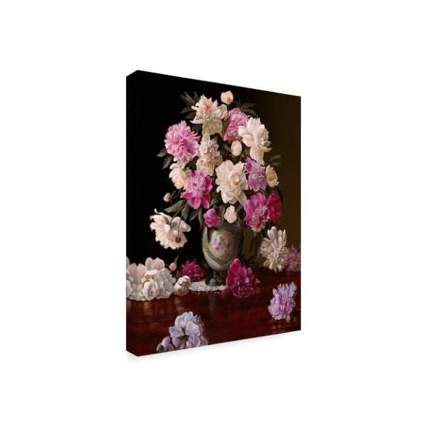 Christopher Pierce 'Peonies In A Japanese Vase' Canvas Art,24x32